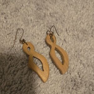 Elegant Tan Wooden Earrings